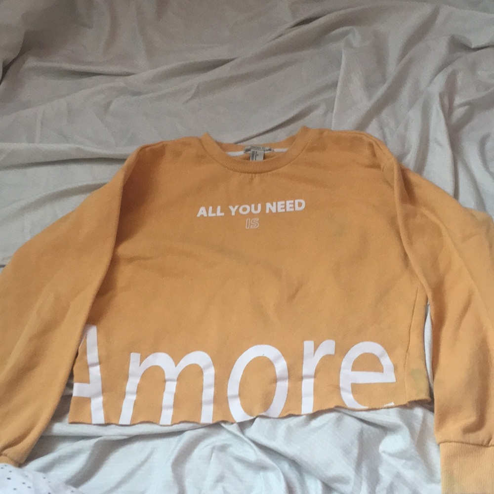 yellow crop crew neck